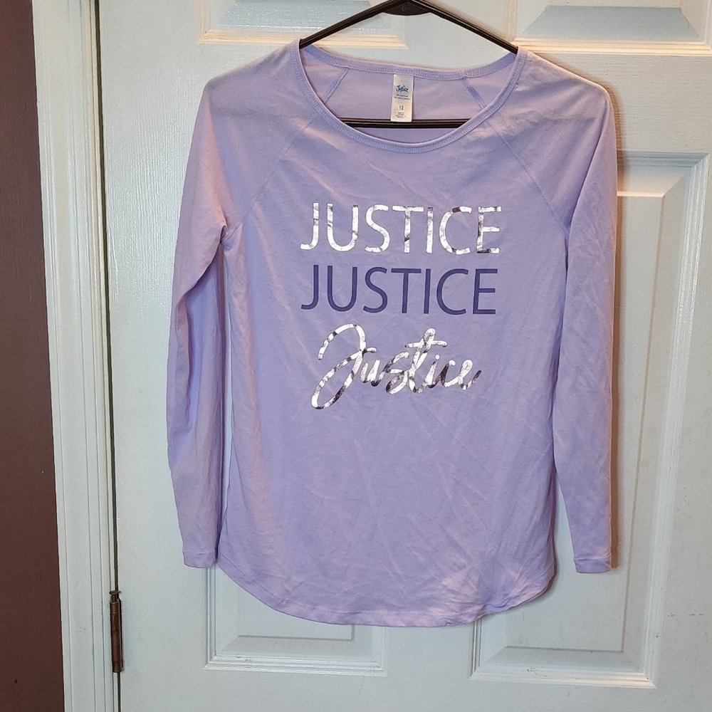 Justice lavender purple girls top long sleeve shirt 12